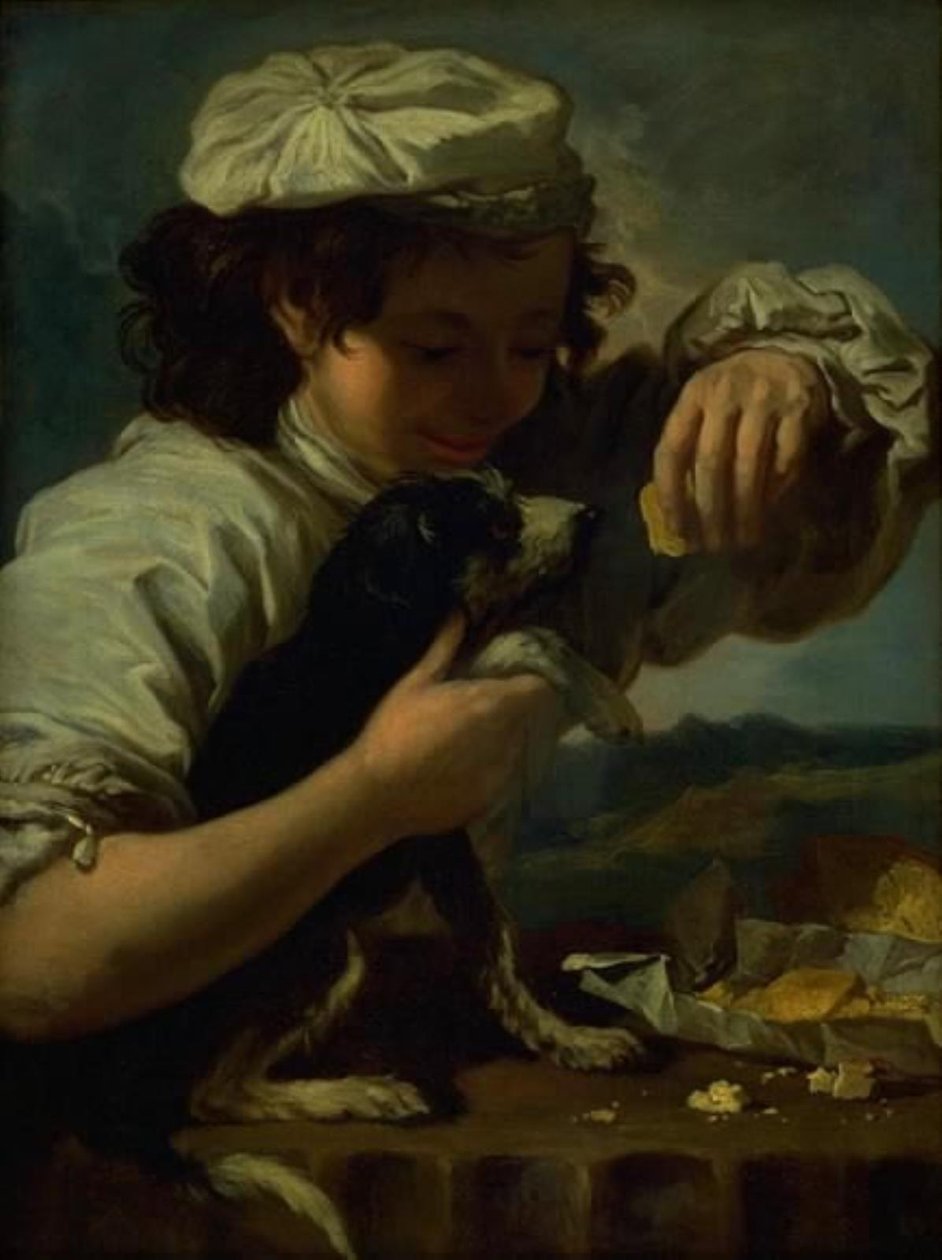 En pojke med en hund (Allegory of "Taste") av Bernardo Eberhart Keilhau
