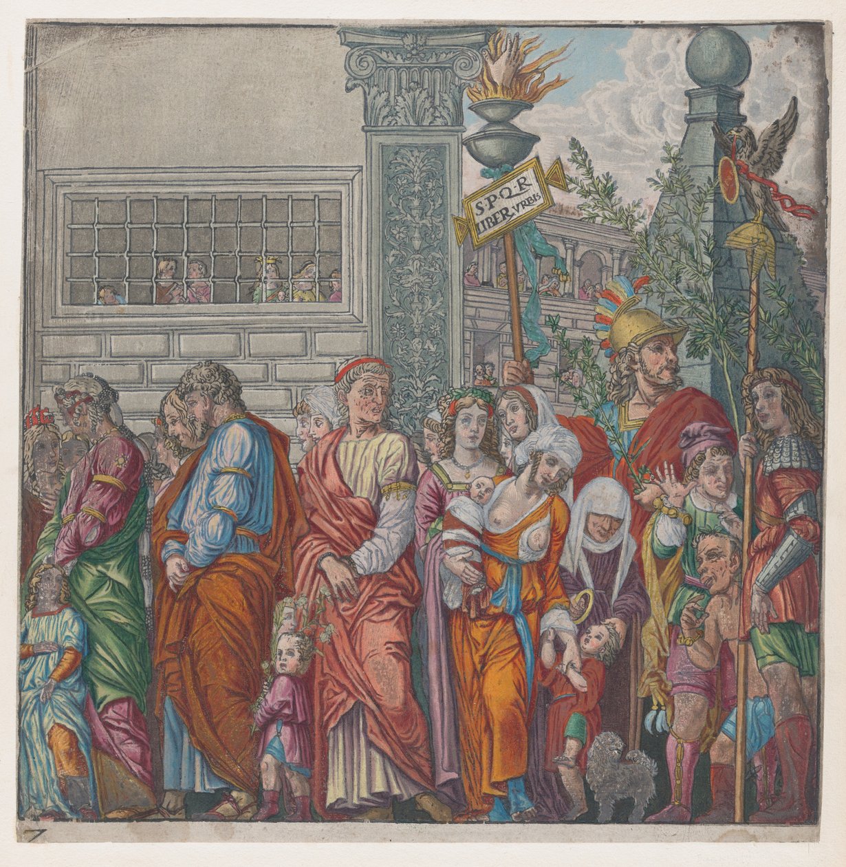 Blad 7: procession, från The Triumph of Julius Caesar, 1599. av Bernardo Malpizzi