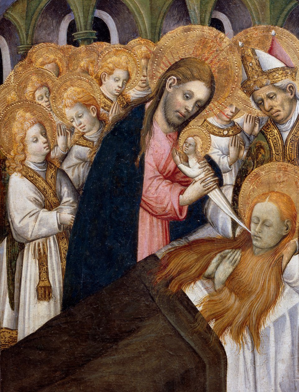 Maria Magdalenas död, detalj från St Mary Magdalenas altartavla (1437-1452), av Bernat Martorell (ca 1400-1452), målad på trä. Katalansk gotisk konst. av Bernardo Martorell