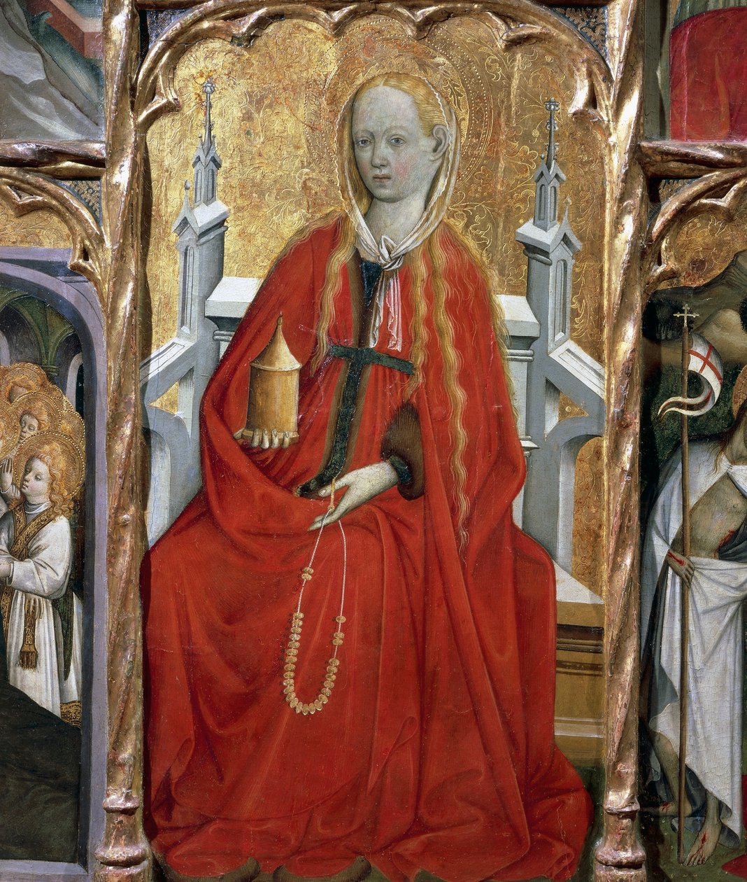 Maria Magdalena, detalj från altartavlan i St Maria Magdalena (1437-1452), av Bernat Martorell (ca 1400-1452), målad på trä. Katalansk gotisk konst. av Bernardo Martorell