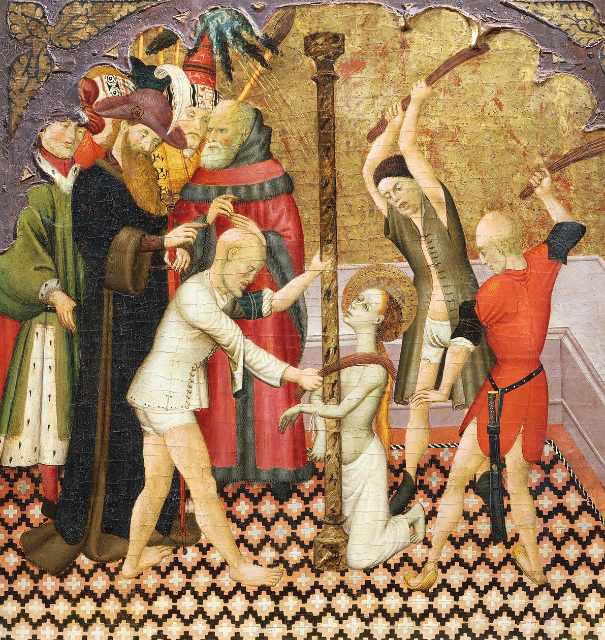 St Eulalias flagellation, detalj från predellan av en altartavla från Vic-katedralen, av Bernat Martorell (ca 1400-1452), målad på trä. Katalansk gotisk konst. av Bernardo Martorell
