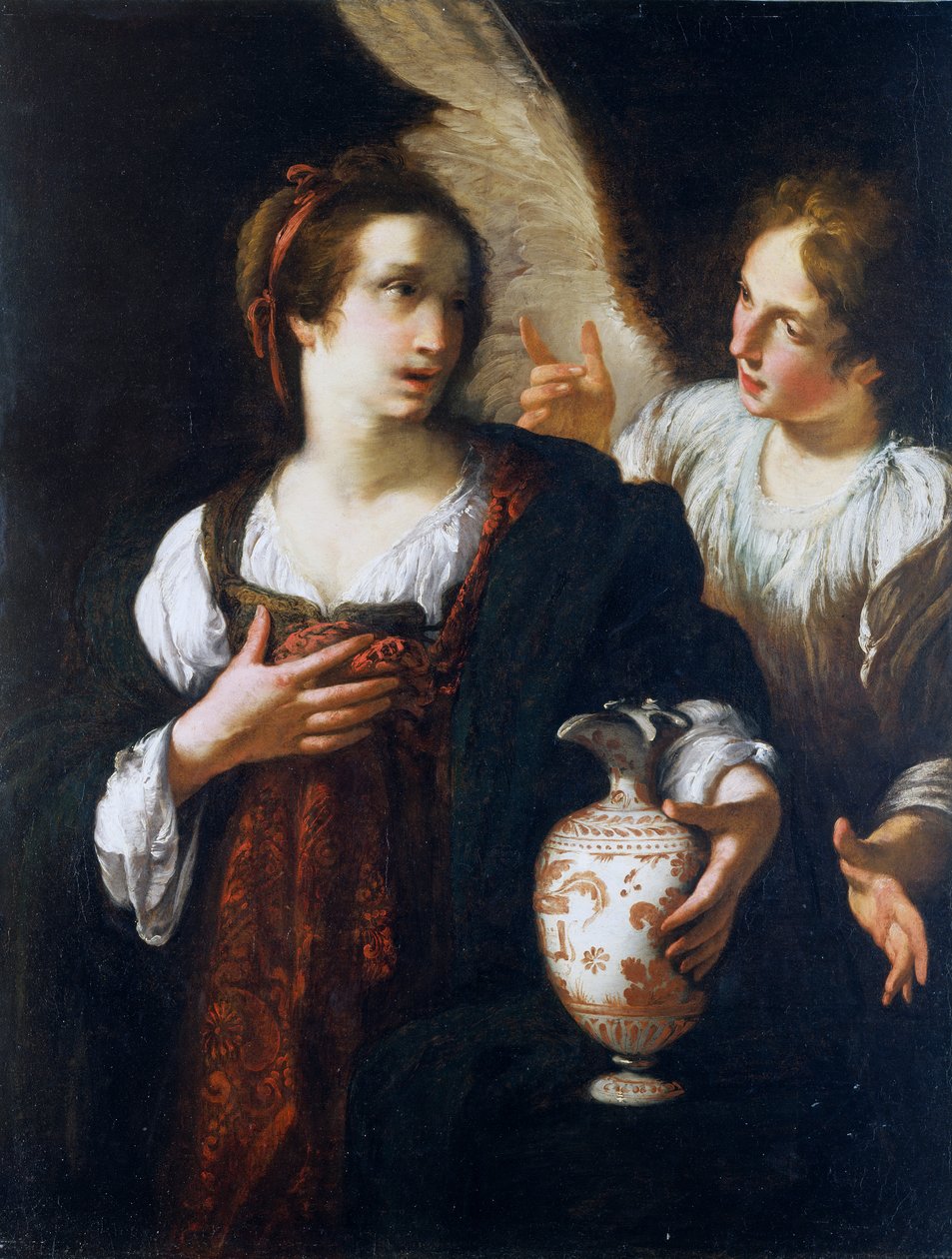 Hagar och ängeln, ca. 1630 (Olja på duk) av Bernardo Strozzi