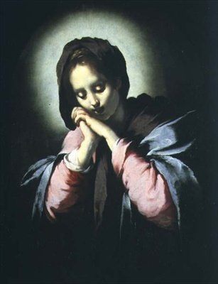 Madonna i tillbedjan av Bernardo Strozzi