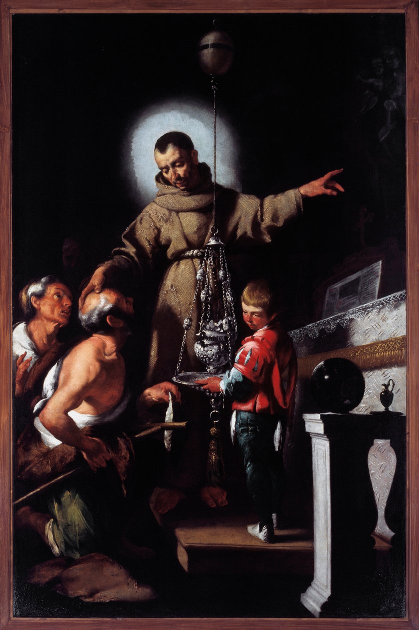 Porträtt av Sankt Didacus av Alcala (olja på duk). av Bernardo Strozzi
