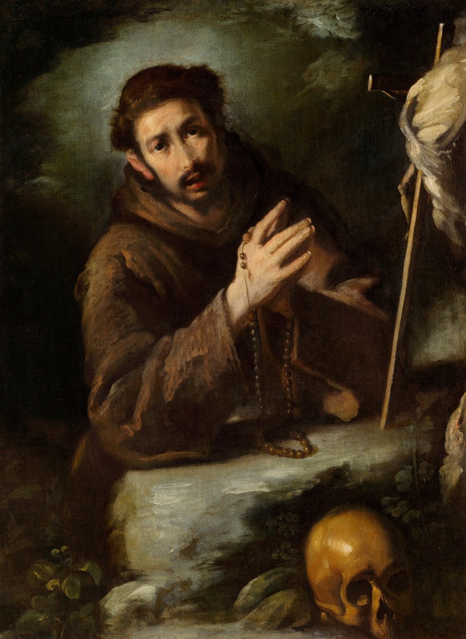 Saint Francis in Prayer, ca 1620/1630 (olja på duk) av Bernardo Strozzi