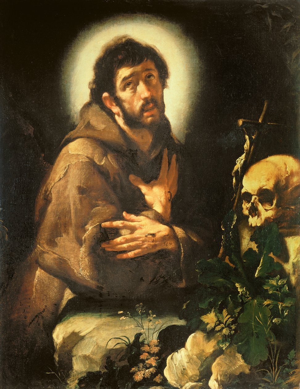 St Franciskus i extas, ca 1615-18 av Bernardo Strozzi