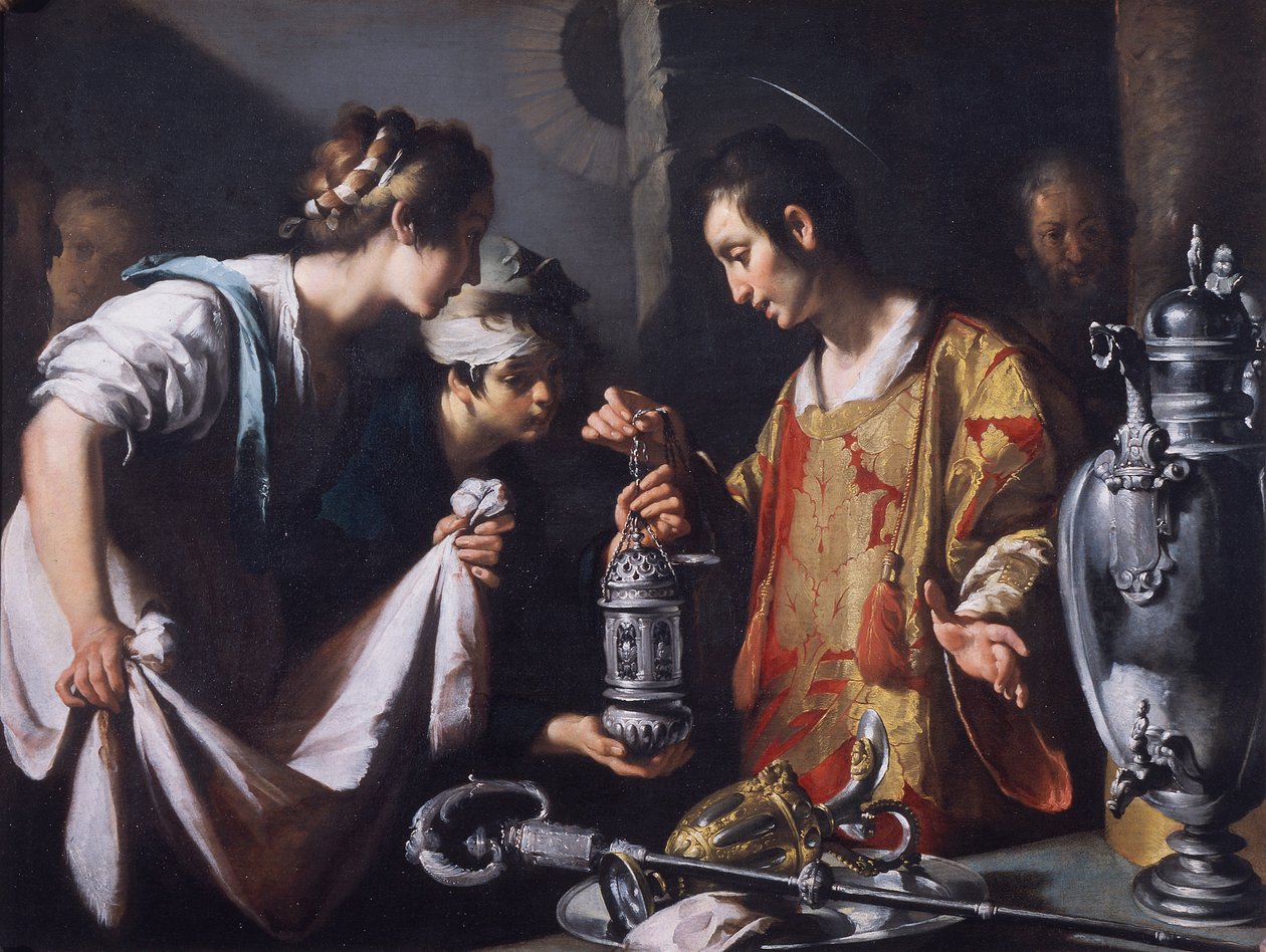 S:t Lawrence delar ut kyrkans rikedomar, ca 1625 (olja på duk) av Bernardo Strozzi