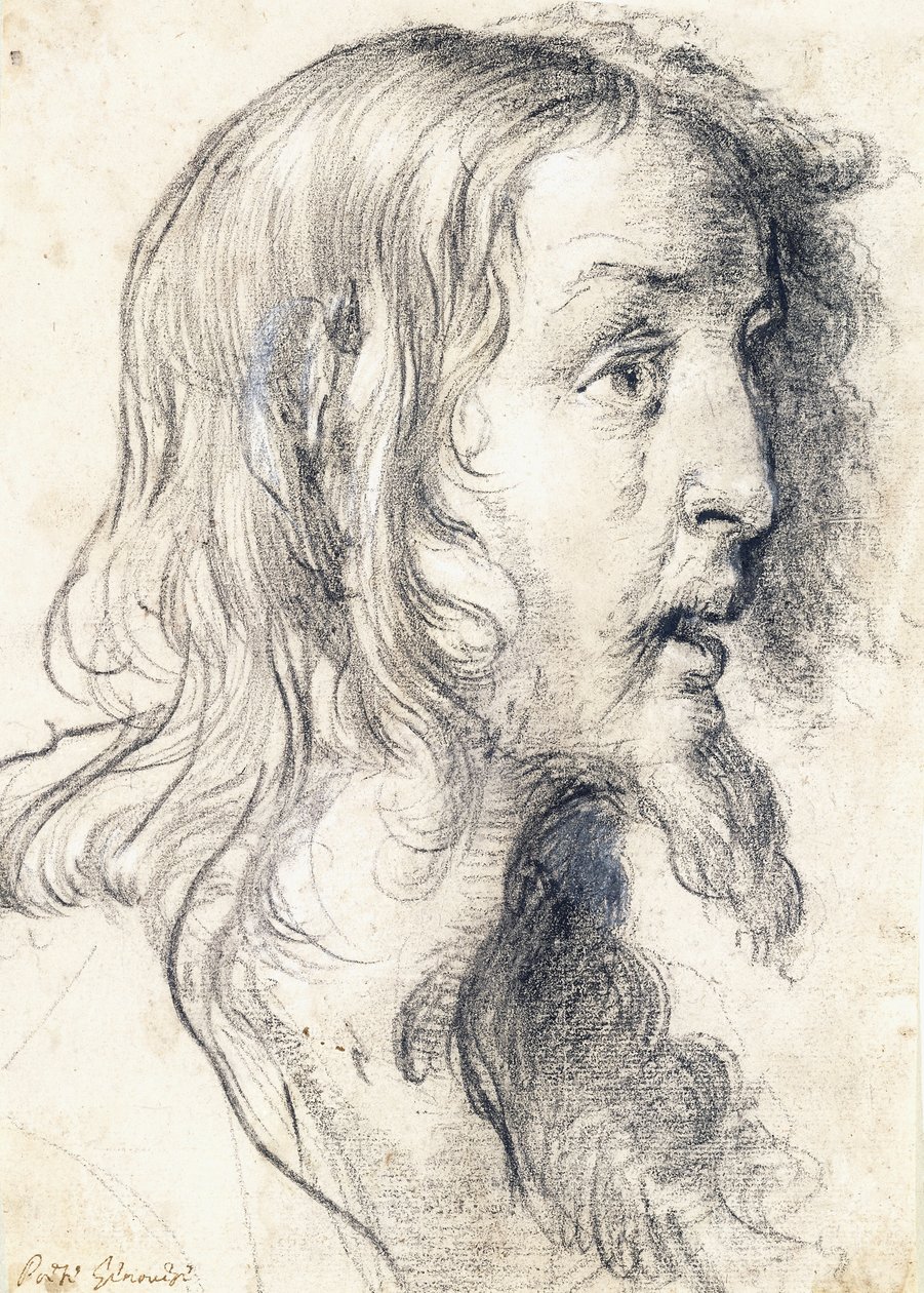 Kristi huvud i profil till höger, av Bernardo Strozzi