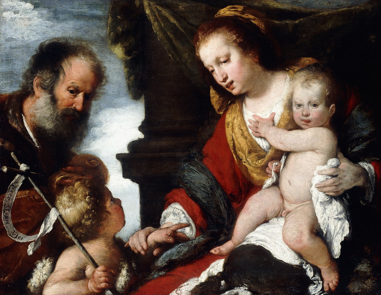 Den heliga familjen med spädbarnsgatan, av Bernardo Strozzi
