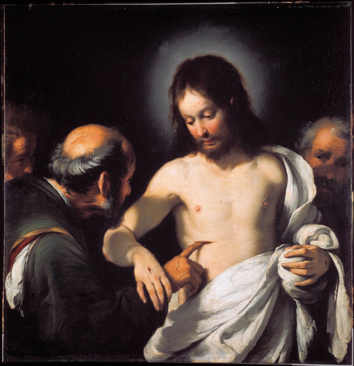 The Incredulite of St. Thomas Målning av Bernardo Strozzi (1581-1644) Mått 101 x 97,5 cm Genes, Musei di Strada Nuova (tidigare Palazzo Bianco) av Bernardo Strozzi