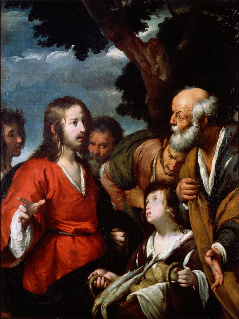 Miraklet med de fem bröden och två fiskarna, efter 1630. av Bernardo Strozzi