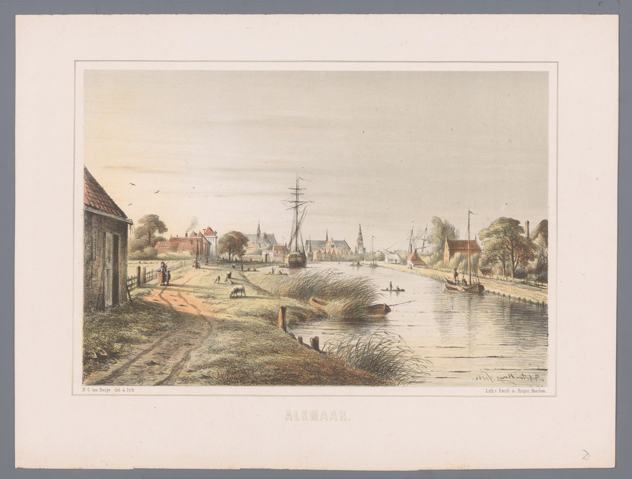 Stadsbild i Alkmaar Alkmaar (serietitel på objekt) av Bernardus Gerardus ten Berge