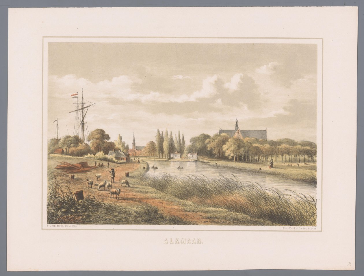 Stadsbild i Alkmaar Alkmaar (serietitel på objekt) av Bernardus Gerardus ten Berge
