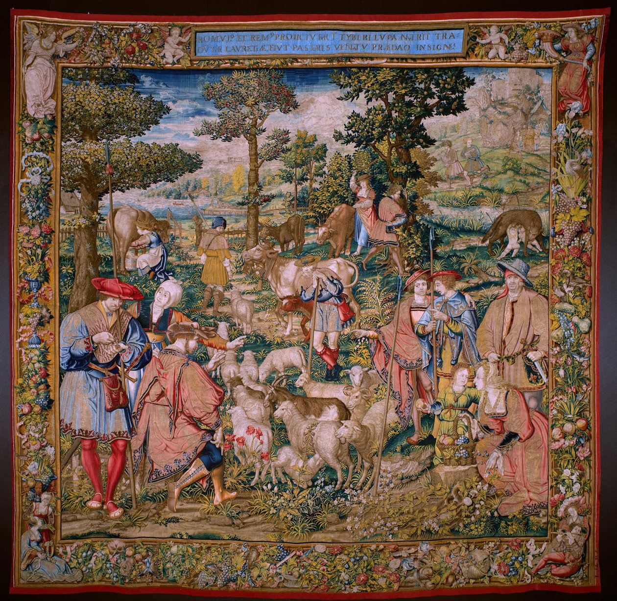 flamländsk gobeläng. Serie The Foundation of Rome: Faustulus möter Romulus och Remus. Serietecknaren Barend van Orley (?). Bryssel tillverkning. 1525-1530. av Bernart van (attr. to) Orley