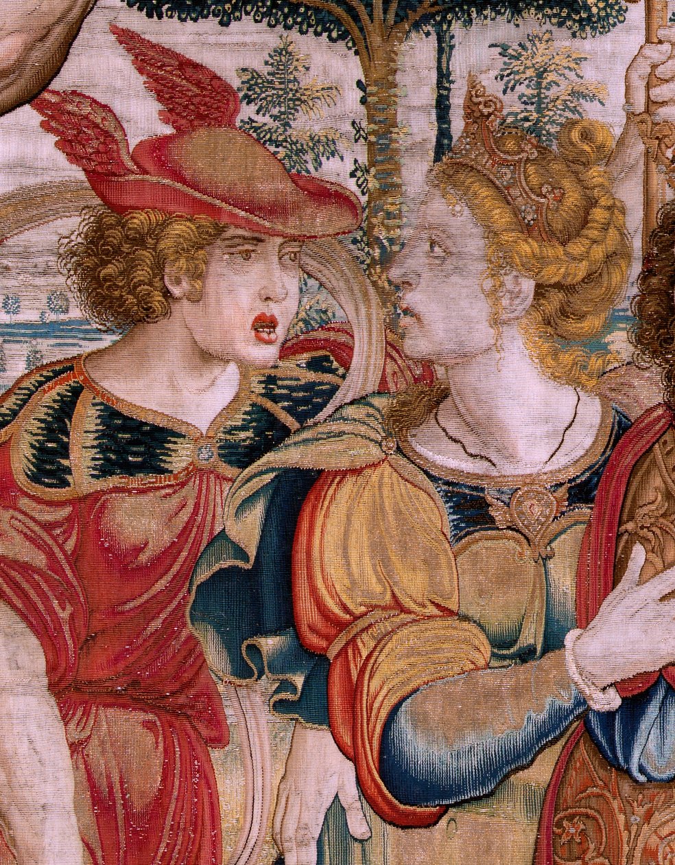 flamländsk gobeläng. Serien The Spheres. Hercules som stödjer himlaklotet (Hércules sostiene la esfera celeste). Första gobelängen i serien. Modell Barend van Orley eller Pieter Coecke van Aelst. 1525-1530. Tillverkning Joris Vezeleer (Georg Wezeler)?, av Bernart van (attr. to) Orley