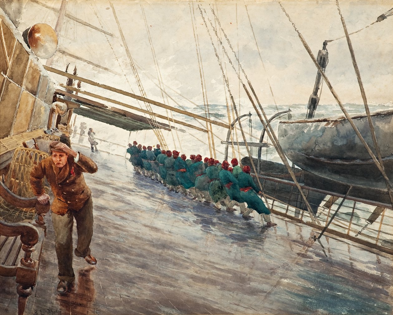 Skepp på stormigt hav av Berndt Lindholm