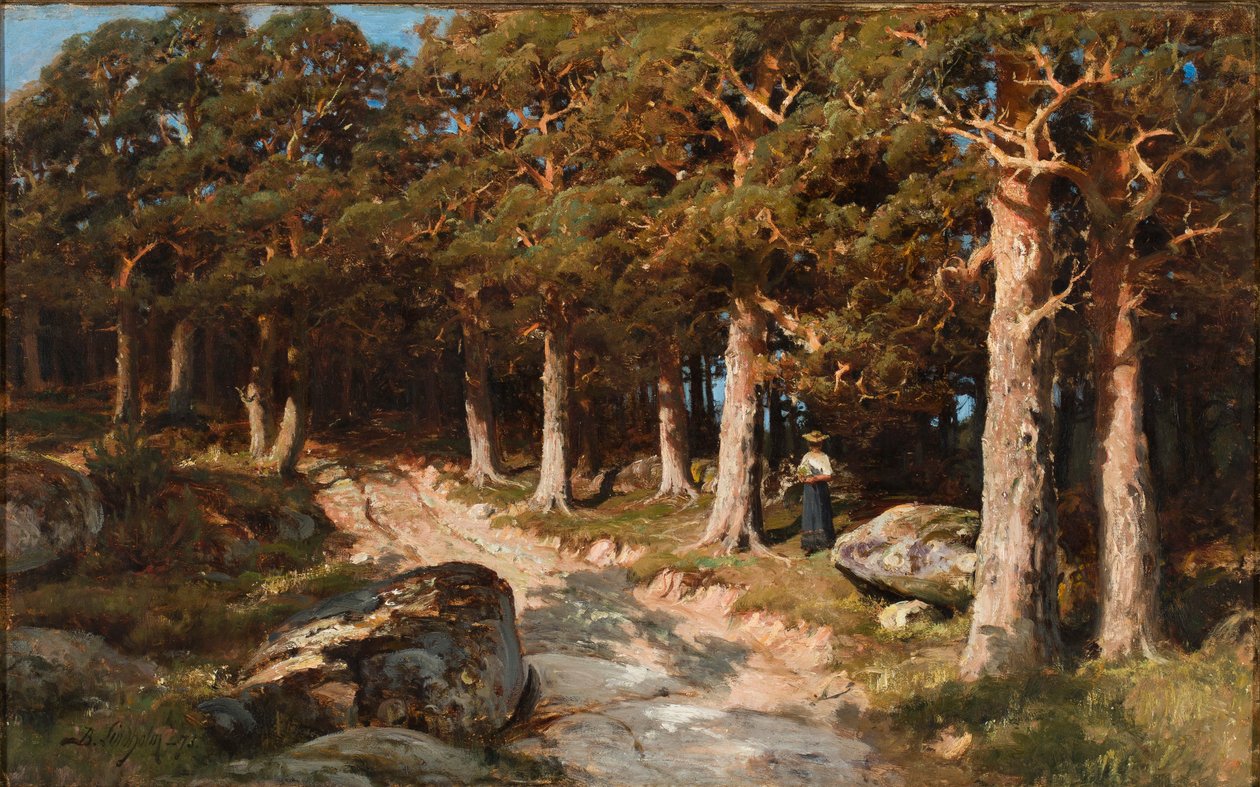 Kvinna i skogen av Berndt Lindholm