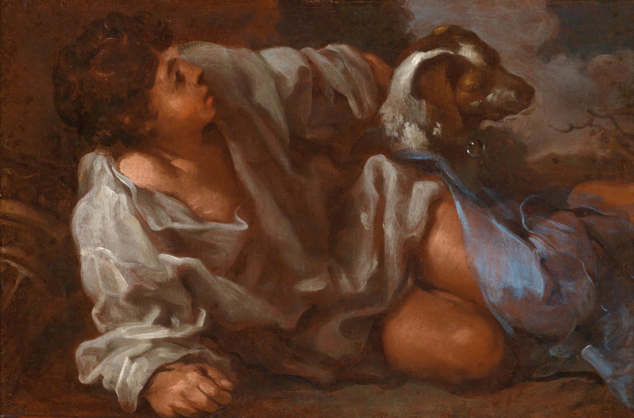 Pojke med hund av Bernhard Keil