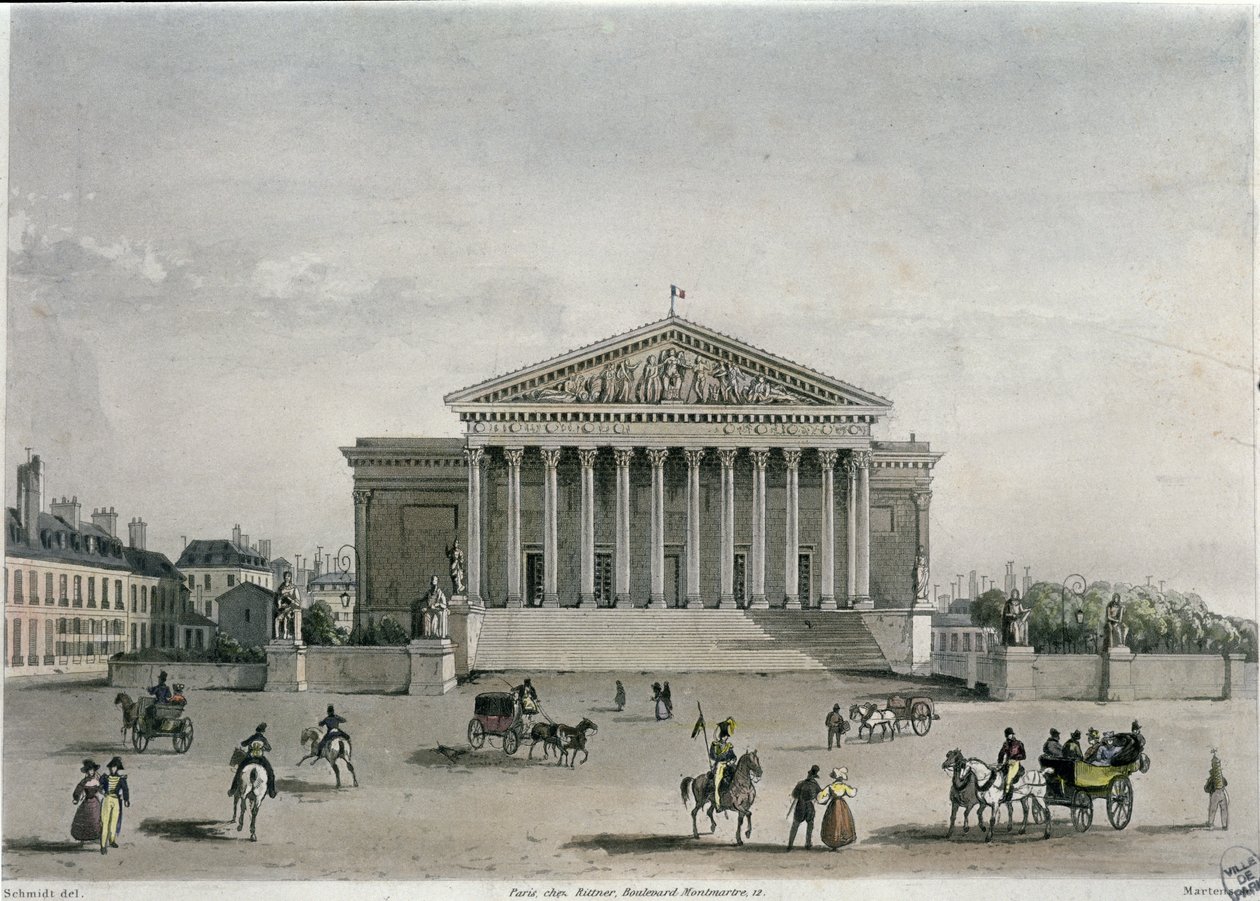 Deputeradekammaren, Paris, 1832 (färggravyr) av Bernhard Schmidt