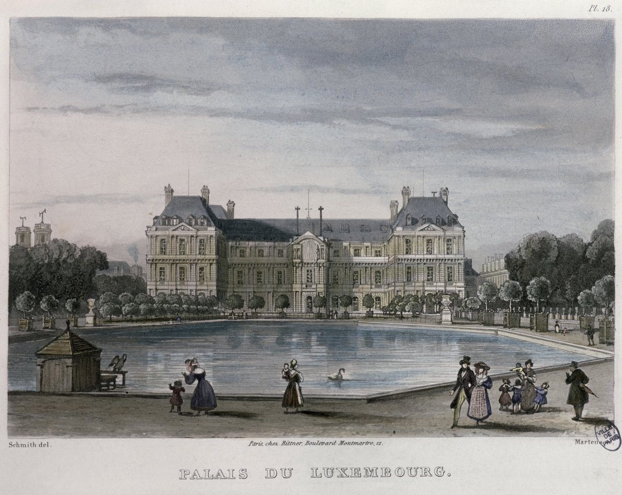 Luxemburgpalatset, 1832 (färgstick) av Bernhard Schmidt