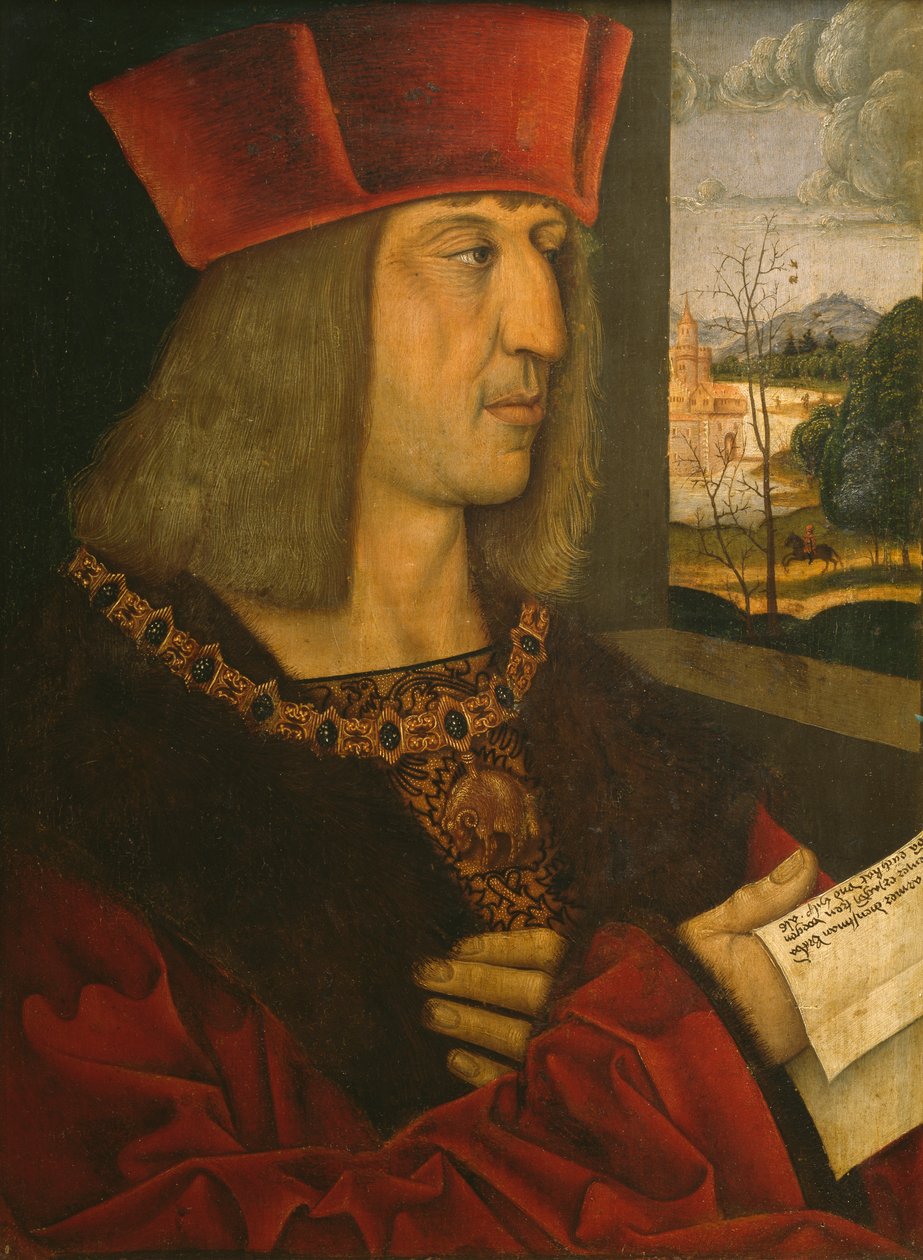 Kejsar Maximilian I, kopia av ett förlorat original (olja på träpanel) av Bernhard Strigel