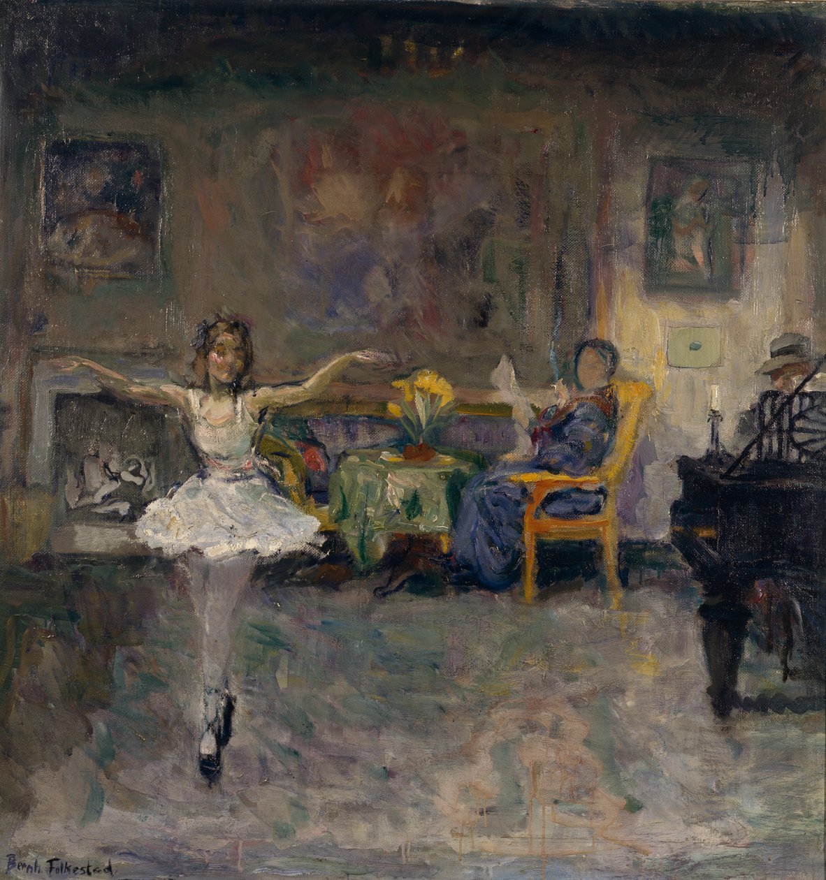 Familjeidyll (olja på duk) av Bernhard Dorotheus Folkestad