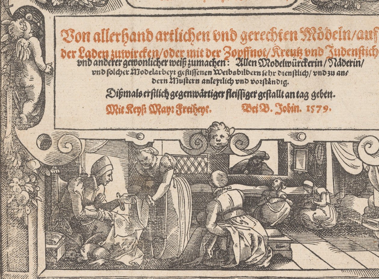 Titelsida till Ny konstgjord modellbok sida 1r, 1598. av Bernhard Jobin