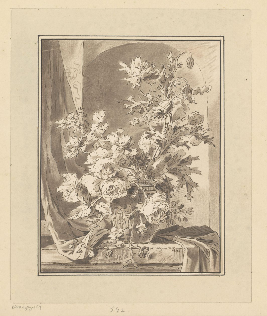 Vase med blommor till en nisch av Bernhard Schreuder