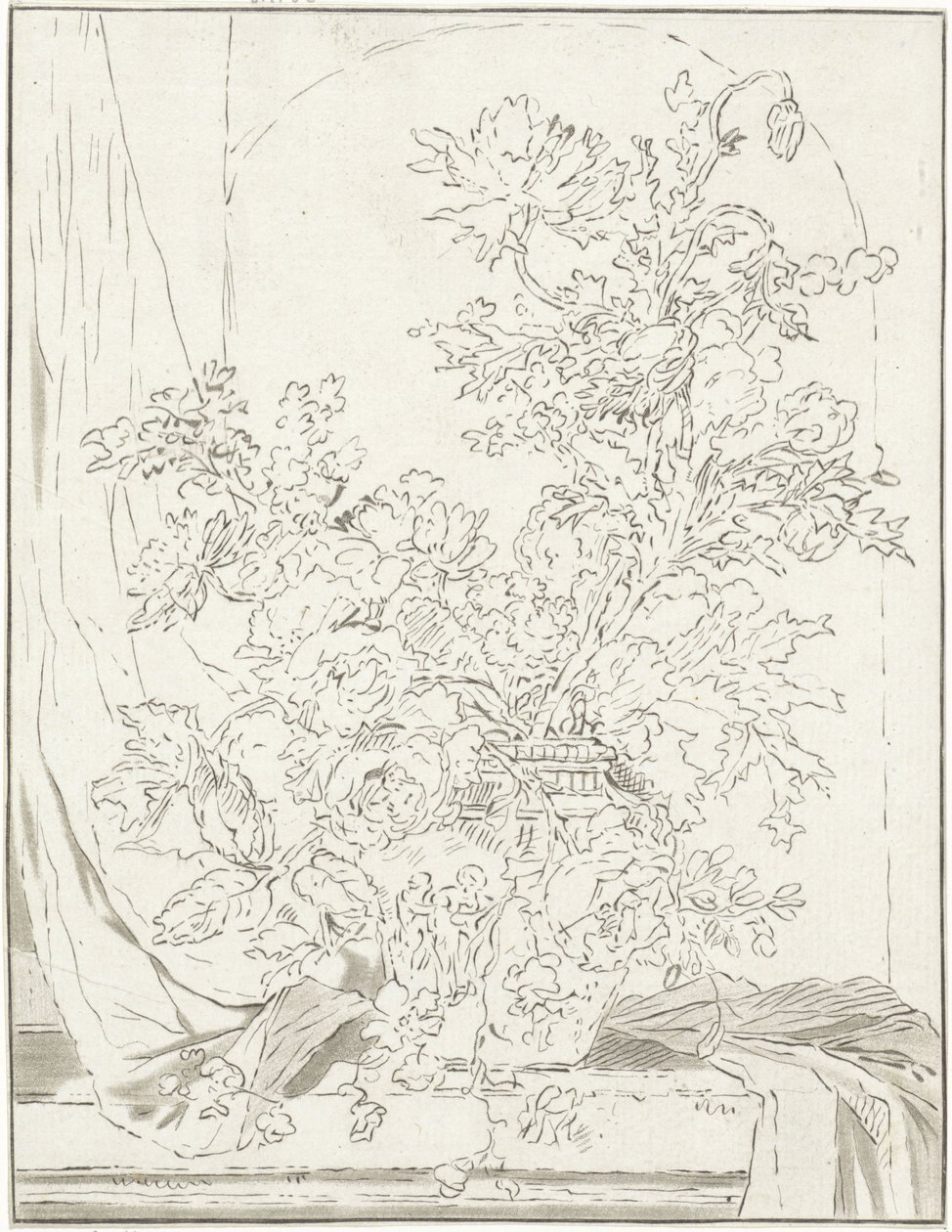 Vase med blommor till en nisch av Bernhard Schreuder