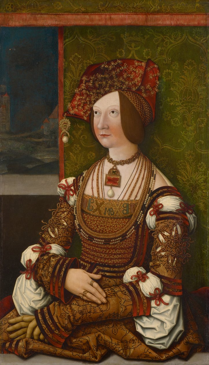 Porträtt av Bianca Maria Sforza 1472-1510, ca. 1505-1510. av Bernhard, Strigel