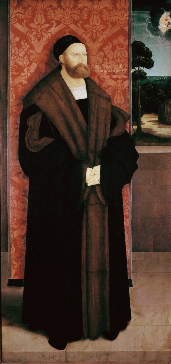 Porträtt av Conrad Rehlinger och hans barn. Detalj (olja på trä av Bernhard Strigel