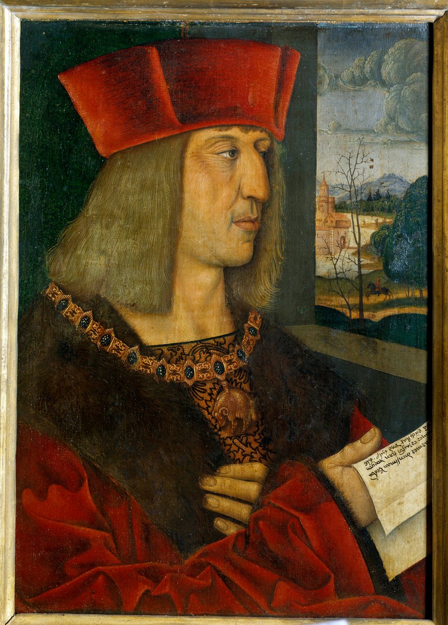 Porträtt av kejsar Maximilian I (1459-1519) Målning av Bernard Strigel (1460-1528) 1400-talet. Dim 0,38 x 0,28 m av Bernhard Strigel