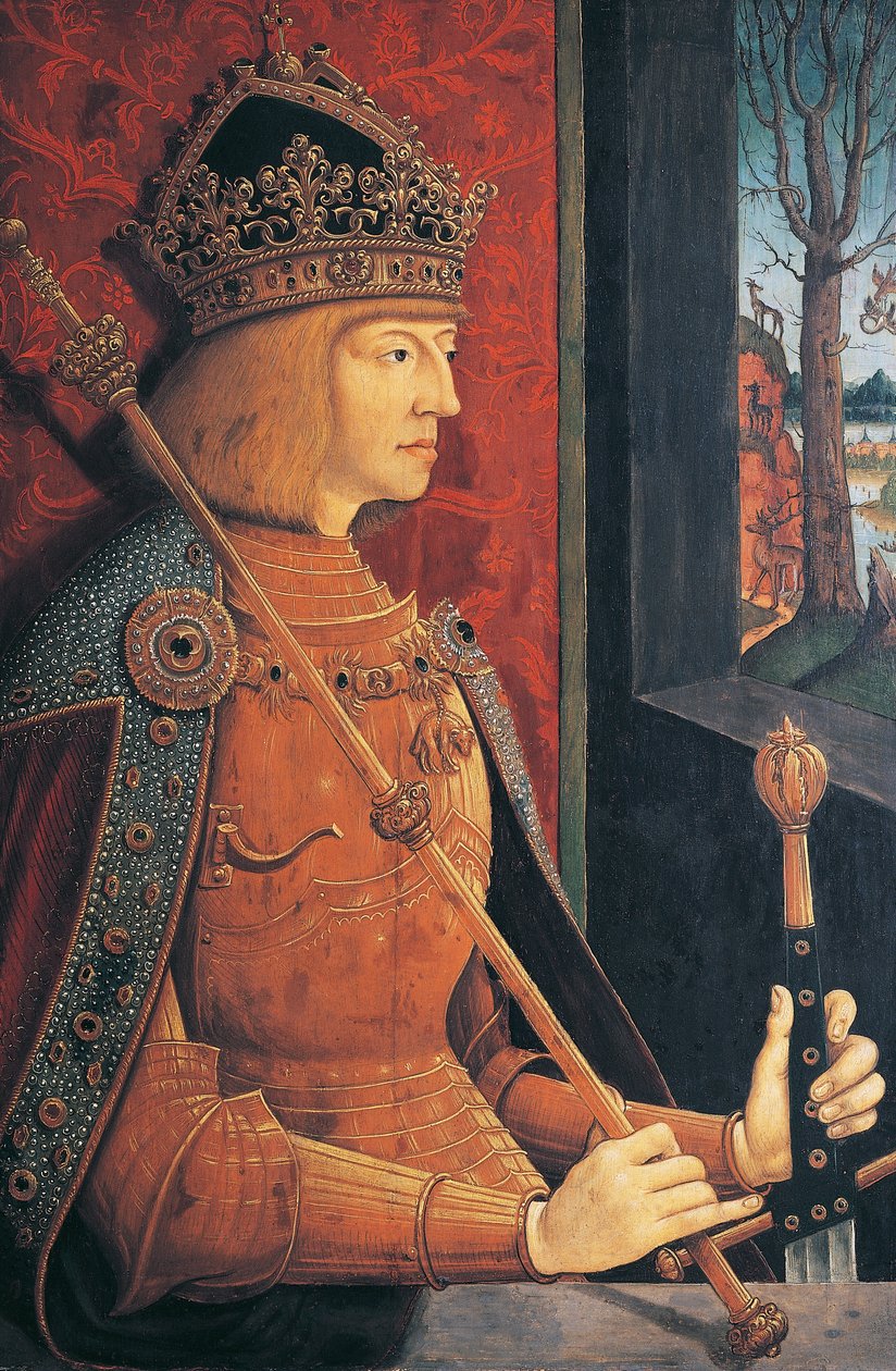 Porträtt av Maximilian I av Österrike, kejsare av det tysk-romerska riket av Bernhard Strigel