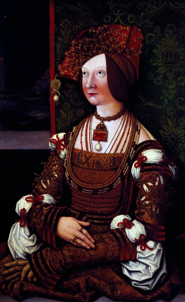 Porträtt av kejsarinnan Bianca Maria Sforza (målning) av Bernhard Strigel