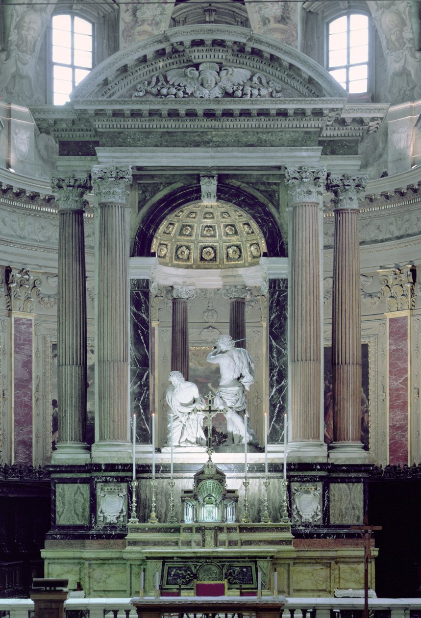 Vy över högaltaret med Paulus martyrskap (marmor) av Bernini Algardi A. and Bitonto