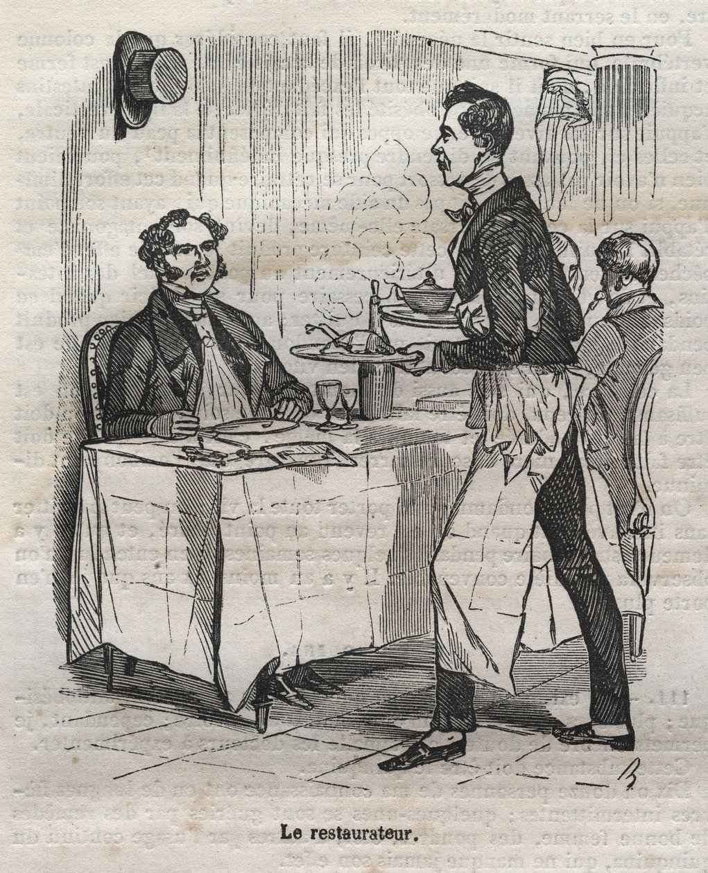 Återställaren - gravyr i "La Physiologie du gout"" av Jean Anthelme Brillat Savarin (Brillat-Savarin) av Bertall
