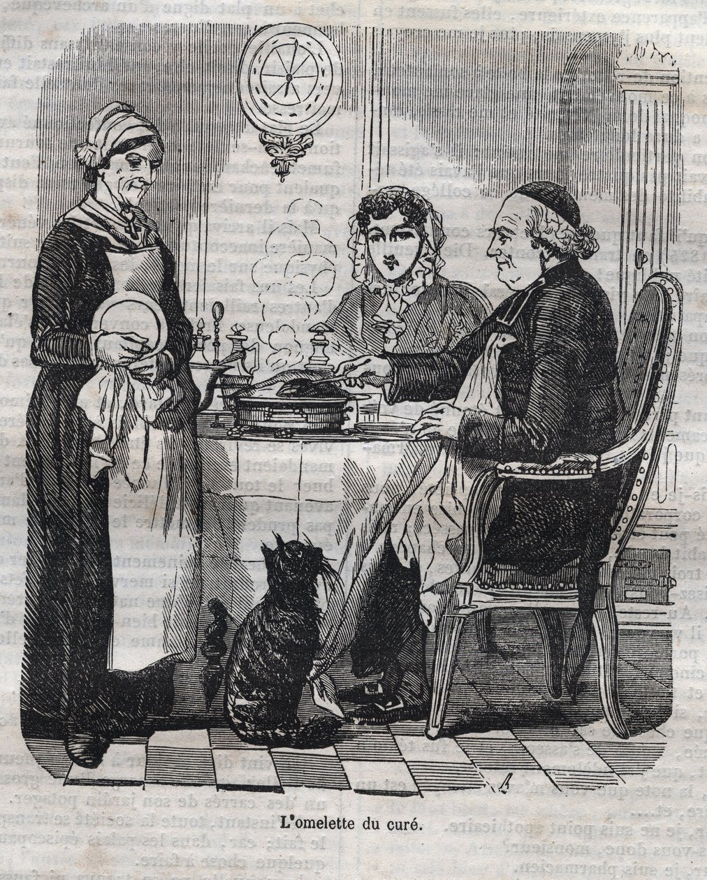 Botemedlets omelett - gravering i "La Physiologie du gout"" av Jean Anthelme Brillat Savarin (Brillat-Savarin) av Bertall