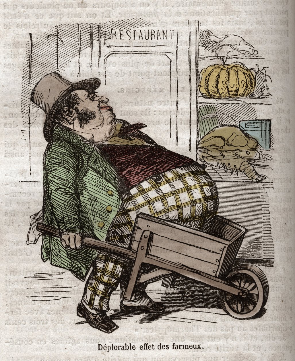 Obeite - Des Gourmands - bedrövlig effekt des floureux - gravyr i "La Physiologie du gout"" av Jean Anthelme Brillat Savarin (Brillat-Savarin) av Bertall