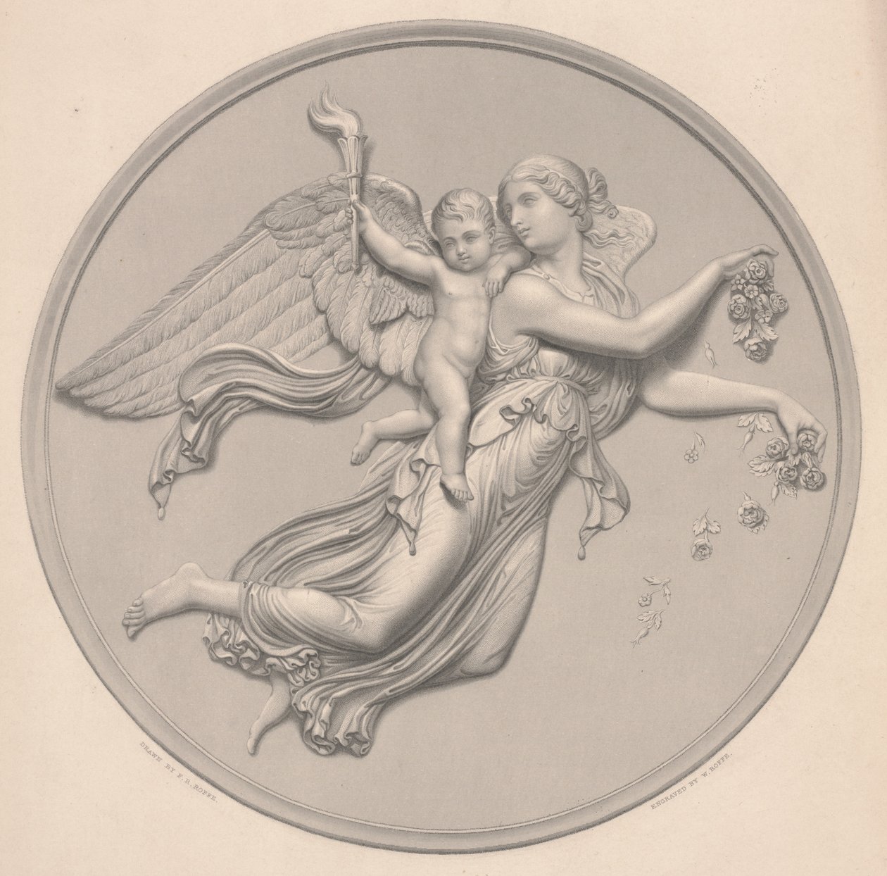 Morgon, tecknad av F. R. Roffe (fl.1850-63), graverad av William Callio Roffe (1817-89), mitten av 1800-talet (reproduktion av gravyr) av Bertel (after) Thorvaldsen