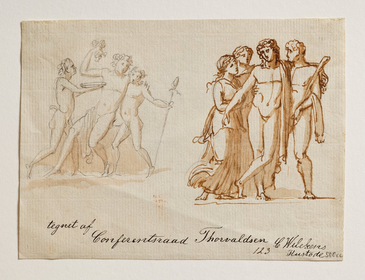 Bacchus och två fauner. Bacchus, Hercules och två kvinnor av Bertel Thorvaldsen
