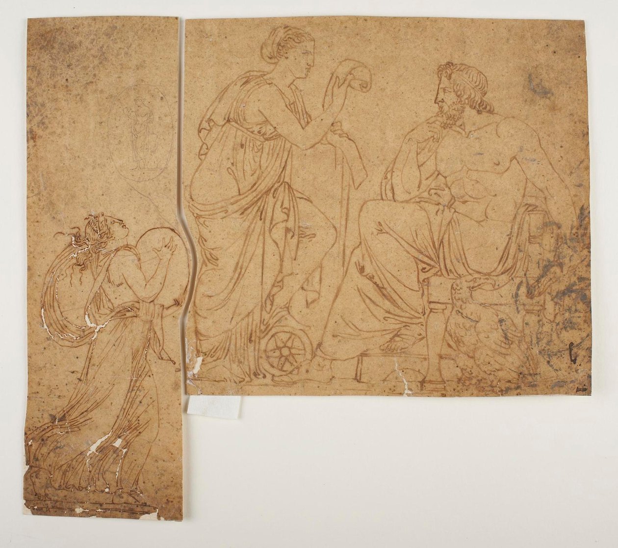Mänade spielt das Zimbel. Nemesis liest Jupiter die Taten der Menschen vor av Bertel Thorvaldsen