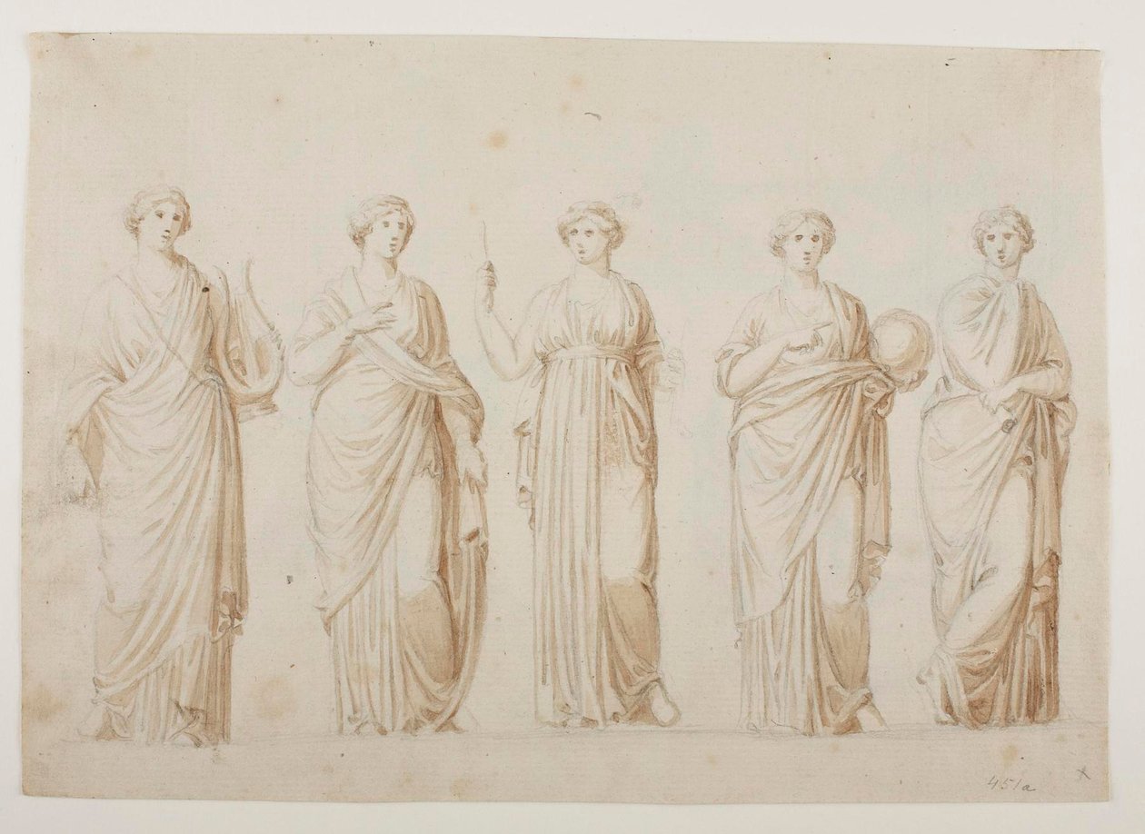 Muserna Terpsichore, Erato, Clio, Urania och Polyhymnia av Bertel Thorvaldsen