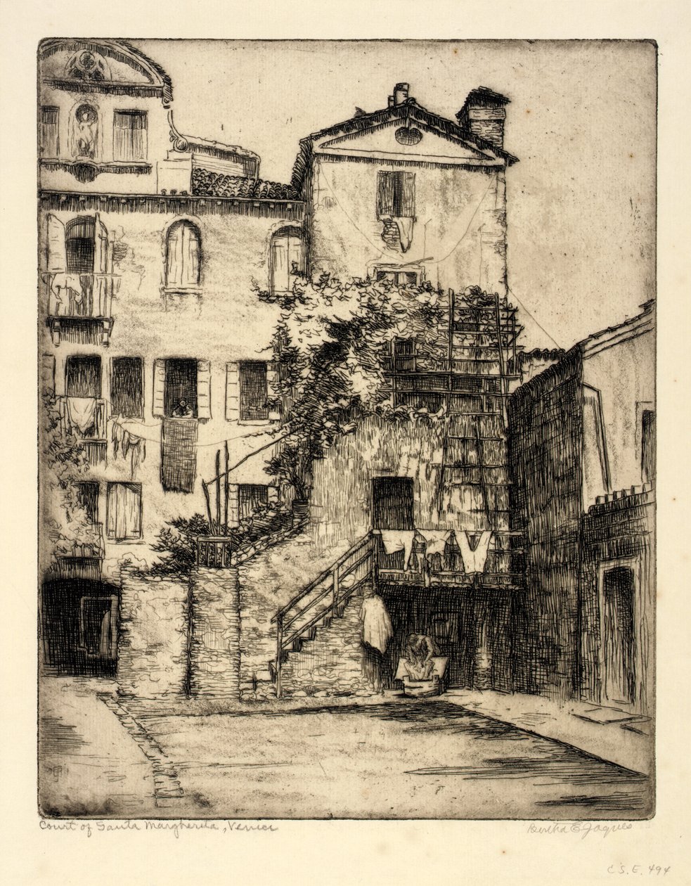 Domstolen Santa Margherita, Venedig av Bertha E. Jaques