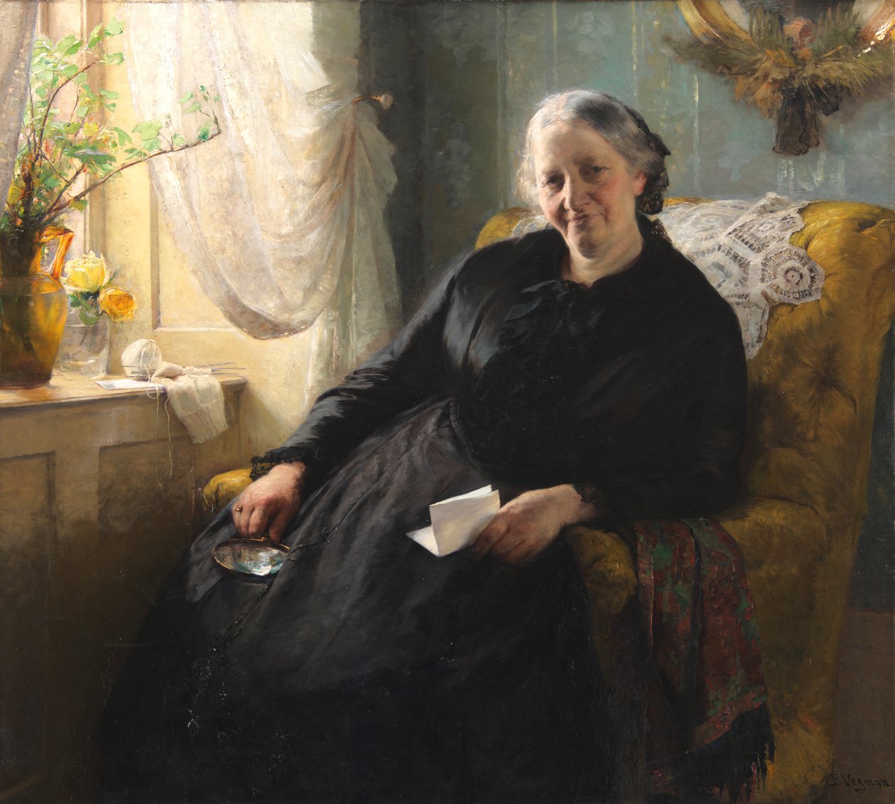 Porträtt av Cecilie Trier, född Melchior av Bertha Wegmann