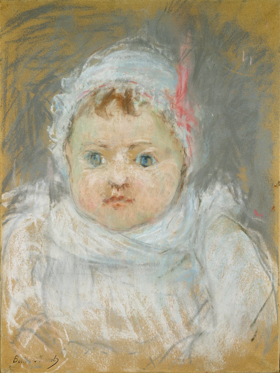 Blanche Pontillon as a Baby, 1872 (pastellfärgad på papper) av Berthe Morisot