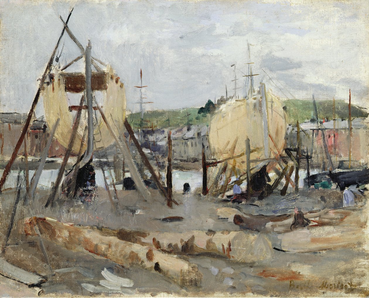Båtbyggnad, 1874 av Berthe Morisot