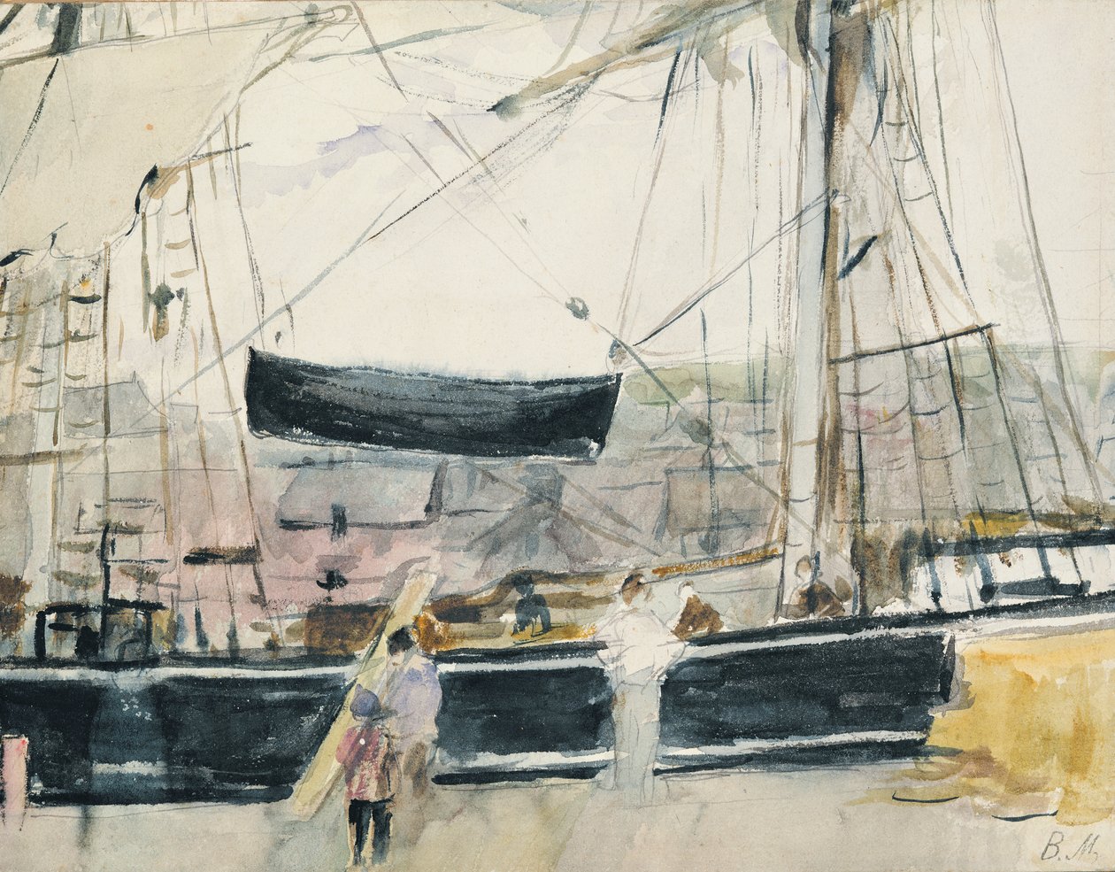Båt på kajen, 1875 av Berthe Morisot