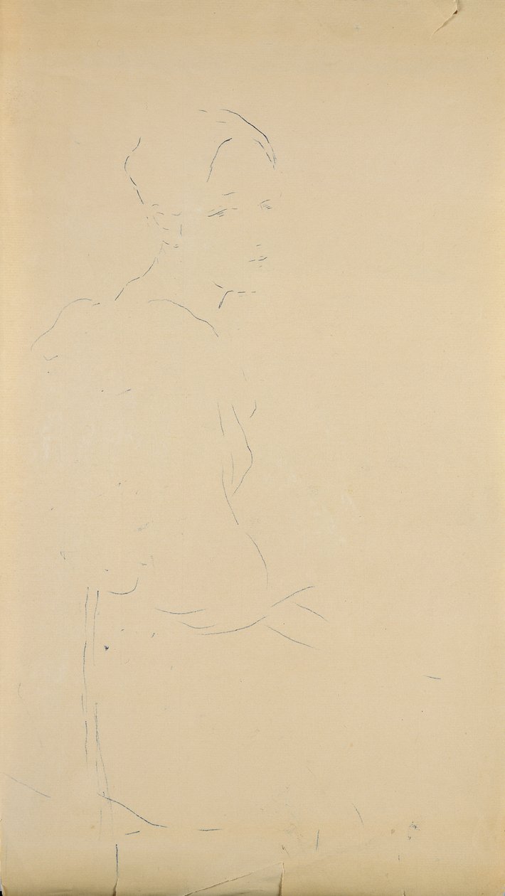 Profil av en ung sittande kvinna, 1887 (färgpenna på papper) av Berthe Morisot