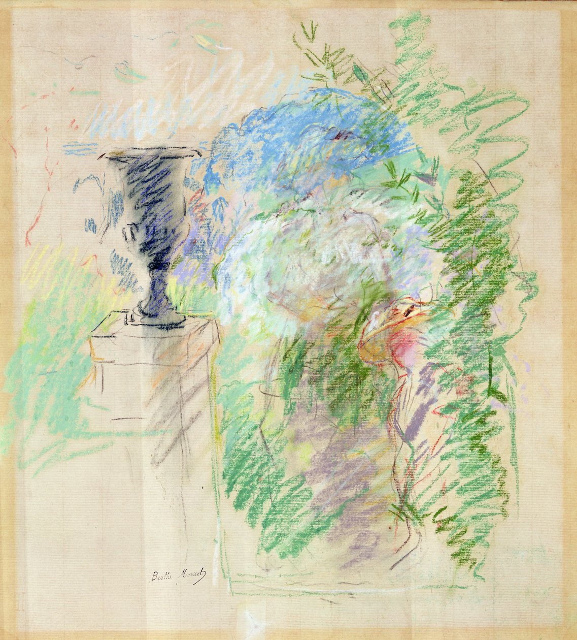 Vas i en trädgård, 1890 (pastell på papper) av Berthe Morisot