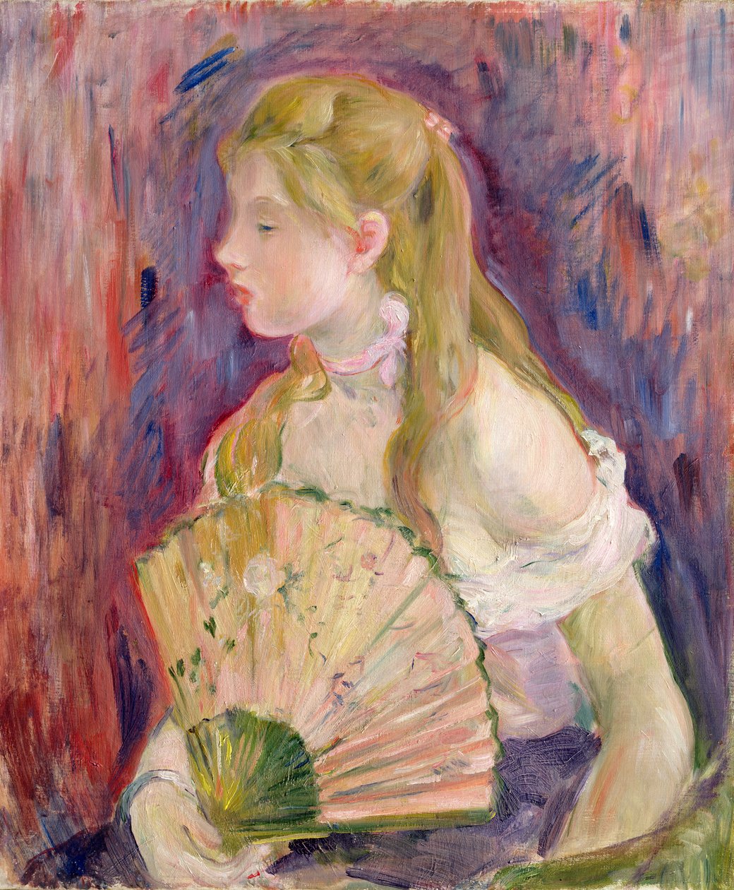 Ung flicka med ett fan, 1893 av Berthe Morisot